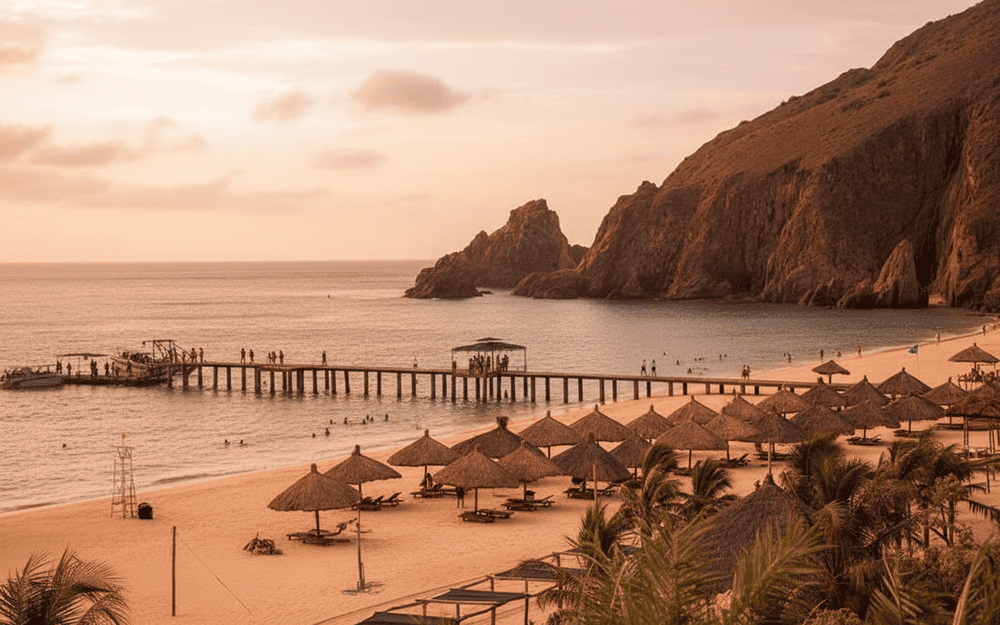 The remarkable rock formations that emerge from the sea add to the natural beauty of Ky Co Beach